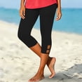thumbnail image 5 of Hurxie Capris for Seniors Stretchy Buttery Soft Capri Leggings Athletic Workout Cropped Elastic High Waisted Yoga Pants Black,L, 5 of 7