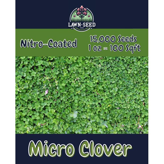 Micro Clover - (1oz) Nitro-Coated, 15,000 MVR1 Total Seed - Covers Up to 100 Sqft! Transform Your Lawn with Seeds That are Eco-Friendly, Low Maintenance, and Drought-Tolerant.
