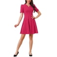 thumbnail image 1 of Vestido de Negocios INSPIRE CHIC para Mujer con Escote Corazón, Plisado, Manga Corta, Corte A, Vestido Sheath S Color Rosa Fucsia, 1 of 6