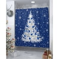thumbnail image 4 of Blue Christmas Tree Shower Curtain, Snowflake Xmas Tree Waterproof Polyester Fabric Winter Bathtub Curtain, Blue Balls Christmas Bathroom Decor Set with Hooks 36 x 72 Inches, 4 of 6