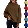 thumbnail image 2 of QINGFSAP Womens Mock Neck Sweatshirt Long Sleeve Oversized Ribbed Trim Casual Pullover Top, 2 of 9