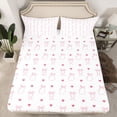 thumbnail image 2 of jejeloiu Kawaii Cartoon Bowtie Twin Sheet Sets,Dreamy Pink Loves Bedding For Girl Kids 3-Piece, 2 of 7