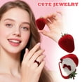 thumbnail image 4 of Strawberry-Shaped Velvet Ring Box - Adorable Jewelry Gift Box with Bow for Engagement Rings, Proposal & Display, 4 of 7
