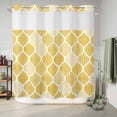thumbnail image 6 of No Hook Shower Curtain, Yellow Geometric Shower Curtains for Bathroom with See Through Top Window, Morocco Modern Abstract Plaid Art Waterproof & Washable Bath Curtain 66"x72", 6 of 9