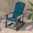 thumbnail image 4 of Flash Furniture Savannah Set of 2 All-Weather Poly Resin Wood Adirondack Rocking Chairs in Gray with Teal Cushions for Deck, Porch, and Patio, 4 of 15