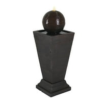 BOFANG Dark Brown Concrete Column Fountain with LED Lights for Outdoor Garden