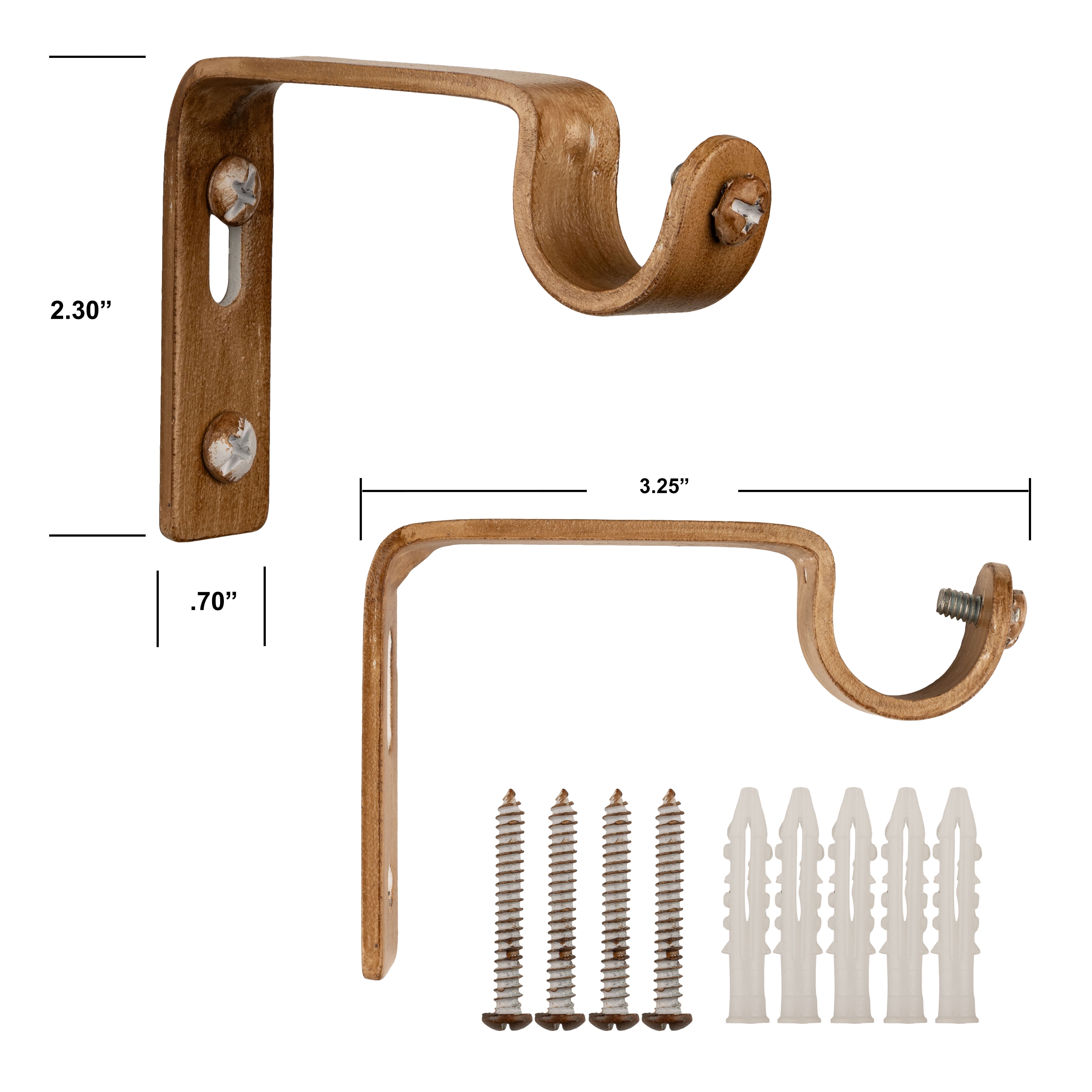 Amos Natural Farmhouse Real Oak Wood Finial  84” - 144”  Curtain Rod Set