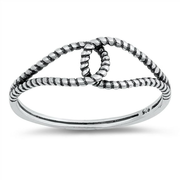 Oxidized Linked Infinity Eye Splice Knot Ring Sterling Silver Band 925 Jewelry Female Male Size 6