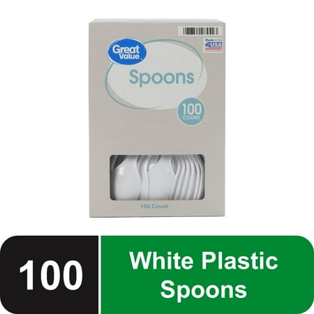 Great Value Everyday White Spoons, 100 count