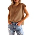thumbnail image 2 of Womens Summer Cap Sleeve Tops Casual Crew Neck Loose Fit Knit Lightweight Sweater Pullover Top, 2 of 4