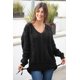 thumbnail image 3 of ABPHQTO Suéter de mujer con cordones en punto trenzado Love Letters negro, 3 of 5
