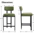 thumbnail image 2 of DUOMAY Modern PU Leather Counter Stools Set of 2, Upholstered 26" Seat Height Low Barstools with Black Metal Legs Open Back Dining Stools with Footrest for Home Pub Kitchen, Green, 2 of 17
