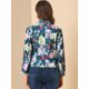 thumbnail image 5 of Allegra K Chaqueta abierta de la chaqueta del traje de la cosecha del trabajo de la oficina del frente de las mujeres Gris Azul-Floral S, 5 of 6