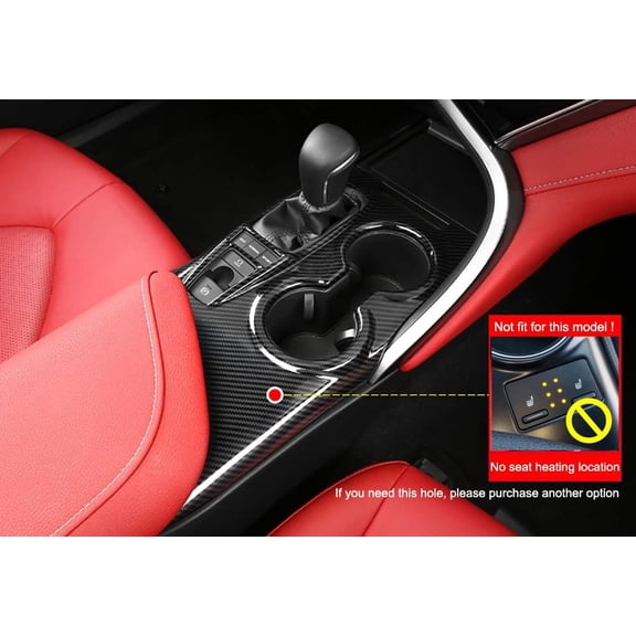 Console Panel Cup Holder Trim Gear Shift Cover for Toyota Camry LE 2019-2024 Interior Carbon Fiber Style LHD 1pc (Without Seat Switch)