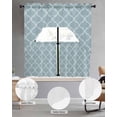 thumbnail image 2 of Blue Moroccan Swag Curtains for Living Room/Bedroom Windows, Retro Country Geometric Quatrefoil Plaid Kitchen Curtains and Valances Set 36 Inch Length, Light Filtering Swags Valance Curtain Panels, 2 of 5