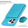 thumbnail image 5 of iPhone 13 Pro Max Wallet Case with RFID Blocking Card Holder,PU Leather Magnetic Buttons Portrait Stand Flip Wrist Strap Shockproof Case for iPhone 13 Pro Max 6.7 Inch,Mandala Blue, 5 of 7