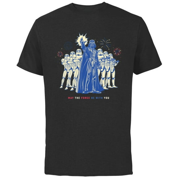 Star Wars Darth Vader Fourth of July May the Force Fireworks - Short Sleeve Cotton T-Shirt for Adults - Customized-Black