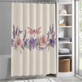 thumbnail image 3 of Pink Purple Flowers Dragonfly Fabric Shower Curtain Linen Background Washable Shower Curtains for Bathroom, Waterproof Bath Curtain with Hooks Home Decor 72x72in, 3 of 8