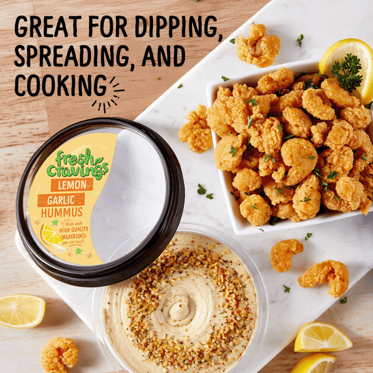 Fresh Cravings Lemon Garlic Hummus Dip, 10 oz. Plastic Tub, Gluten