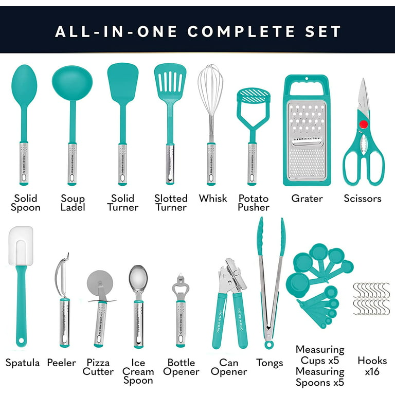 Home Hero Kitchen Utensil Set - Nylon Cooking Utensils - Kitchen Utensils  with Spatula - Kitchen Gadgets Cookware Set - Kitchen