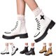 thumbnail image 2 of NECHOLOGY Botas Mujer Adulto Femenino Zapatos Botines de mujer Zapatos de mujer Botas de punta redonda Tacón medio Tacón grueso Cremallera lateral Bota corta (Yellow, 8), 2 of 5