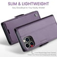 thumbnail image 5 of SaniMore Case for iPhone 15 Pro Max (6.7" 2023), [3 Card Holder] Slots Folio PU Leather Skin, [RFID Blocking] Stand Flip Case with [TPU Shockproof Interior Phone Cover] - Purple, 5 of 11