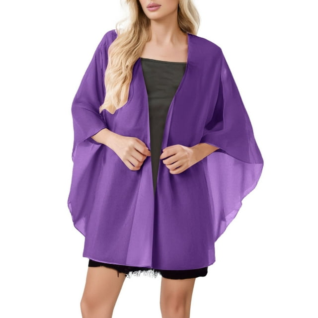 Layer Chiffon Shirt Thin Breathable Shawl Bride Matching Dress Evening Dress Blouse Solid Color