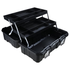 HLONK 19/21inch Boîte à outils Trois calques pliant boîte à outils de stockage en métal Organisateur multifonction avec bac et boîte de stockage du diviseur