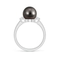 thumbnail image 2 of ANGARA Tahitian Cultured Pearl Three Stone Ring with Diamonds in 14K White Gold for Women | June Birthstone, Birthday, Anniversary, Jewelry Gift for Women | Pearl Ring, 2 of 8