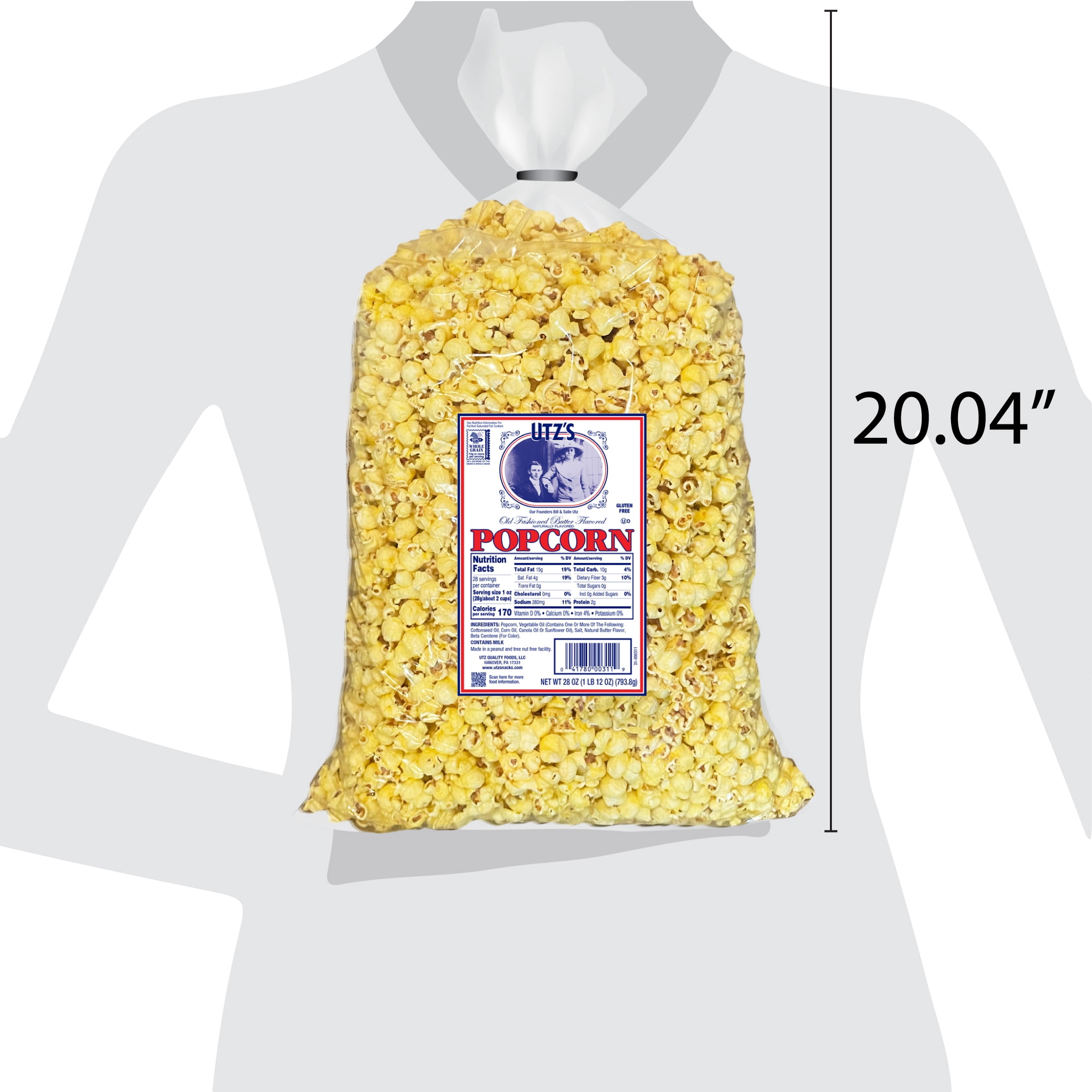 (2 pack) Utz Old Fashioned Butter Flavored Popcorn, 1 lb Bag