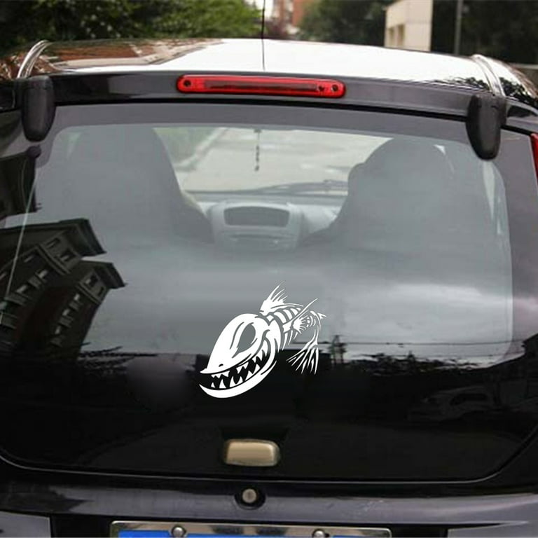 Walbest 1 PCS Car Sticker - Fish Skeleton Skull Fishing Universal Auto Car  Window Vinyl Decal Motorcycle Stickers
