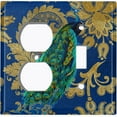 thumbnail image 4 of Metal Light Switch Plate Outlet Cover Peacock Blue Silk Damask PEA008, 4 of 13