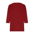 thumbnail image 4 of Vivianyo HD Women's Scallop Notch Neck Knit Top, Solid Three Quarter Sleeve Soft Knit Casual Pullover Shirt for Women, Sizes S-2XL, 4 of 5