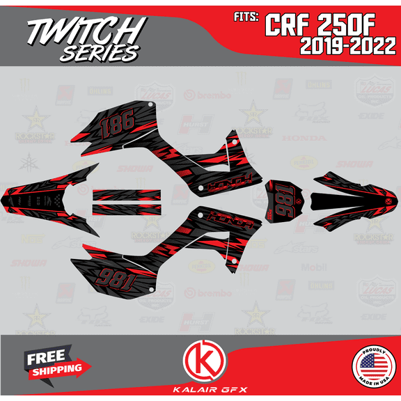 Kalair GFX Graphics Kit for Honda CRF250F (2019-2024) Twitch Series