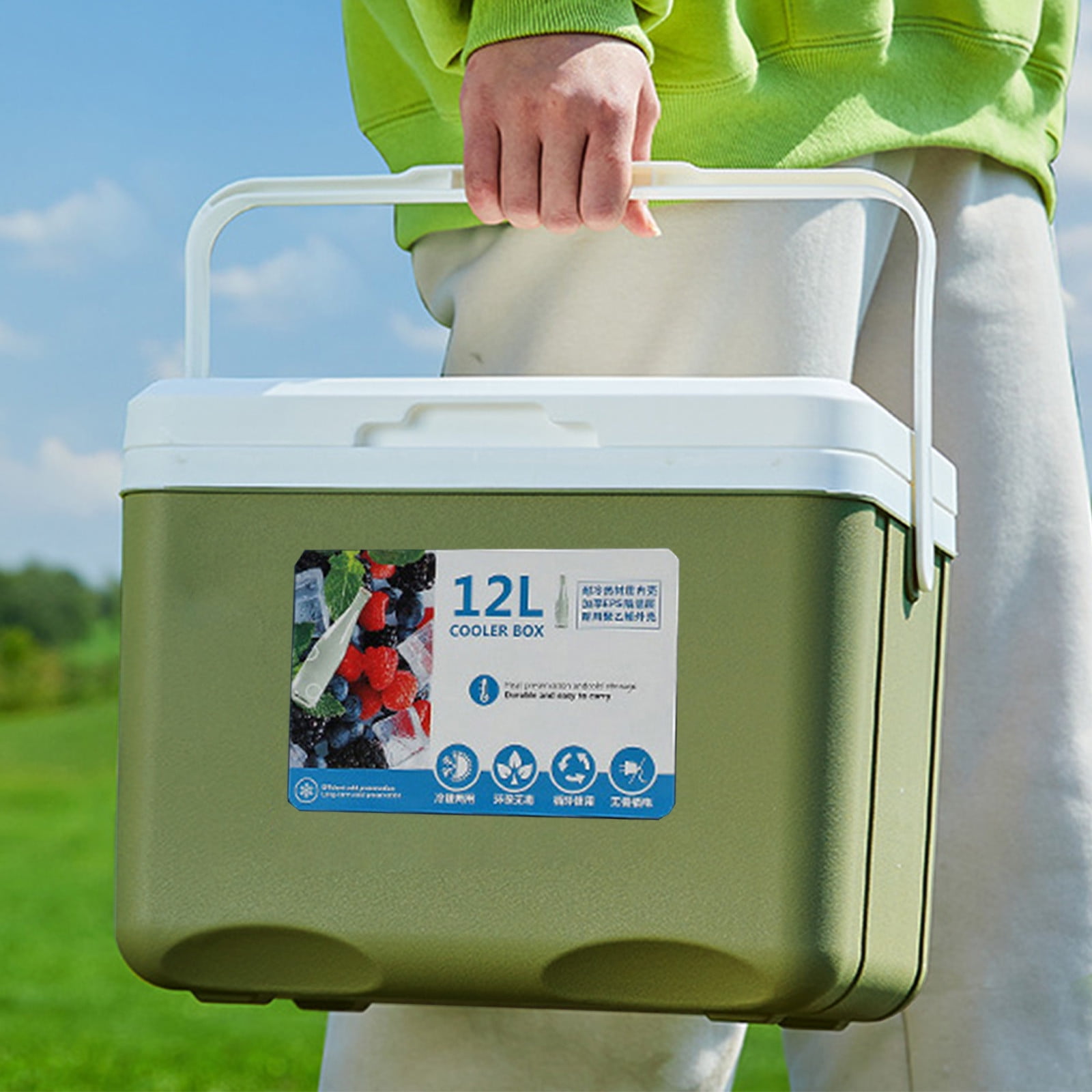 Qholemyo Leak Proof Insulated Cooler With Thermometer Portable Ice Chest For Outdoor Camping Beach Travel Essentials