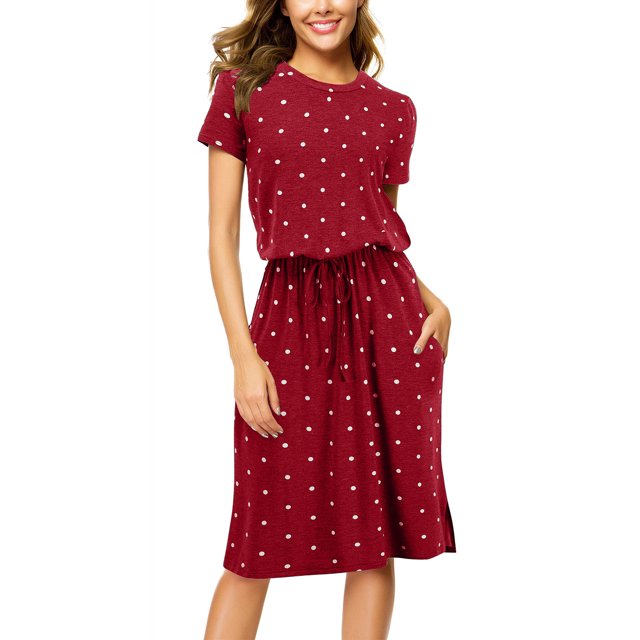 Fankiway Robe Décontractée à Manches Courtes Imprimée pour Femmes, Col Rond, avec Poches, Grande Taille, pour Femmes Rondes, Printemps, Taille 6301