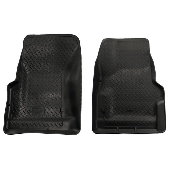 Fits 1997-2006 Jeep Wrangler TJ Husky Liner Floor Liner 31731 Classic Style; Molded Fit; Fluid Containment Ribs and Treads; Black; Rubber; 2 Piece