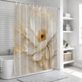 thumbnail image 6 of Cream Gold Flowers Bathroom Shower Curtains with 12 Hooks Polyester Waterproof Shower Curtain for Stalls and Bathtubs Modern Abstact Oil Painting Floral Decorative Bathroom Curtain 66x72 Inches, 6 of 9