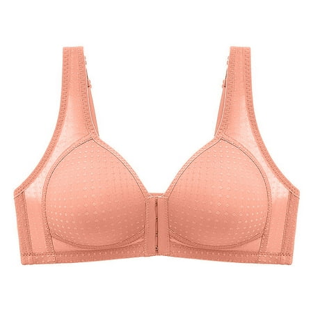 

CLZOUD Comfy Bras Women s Solid Color Front Button Large Size Thin Bra Underwear Pink S