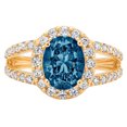 thumbnail image 7 of Halo Engagement Ring for Women - 2.6ct Natural London Blue Topaz in 14K Yellow Gold Promise Ring, 7 of 7