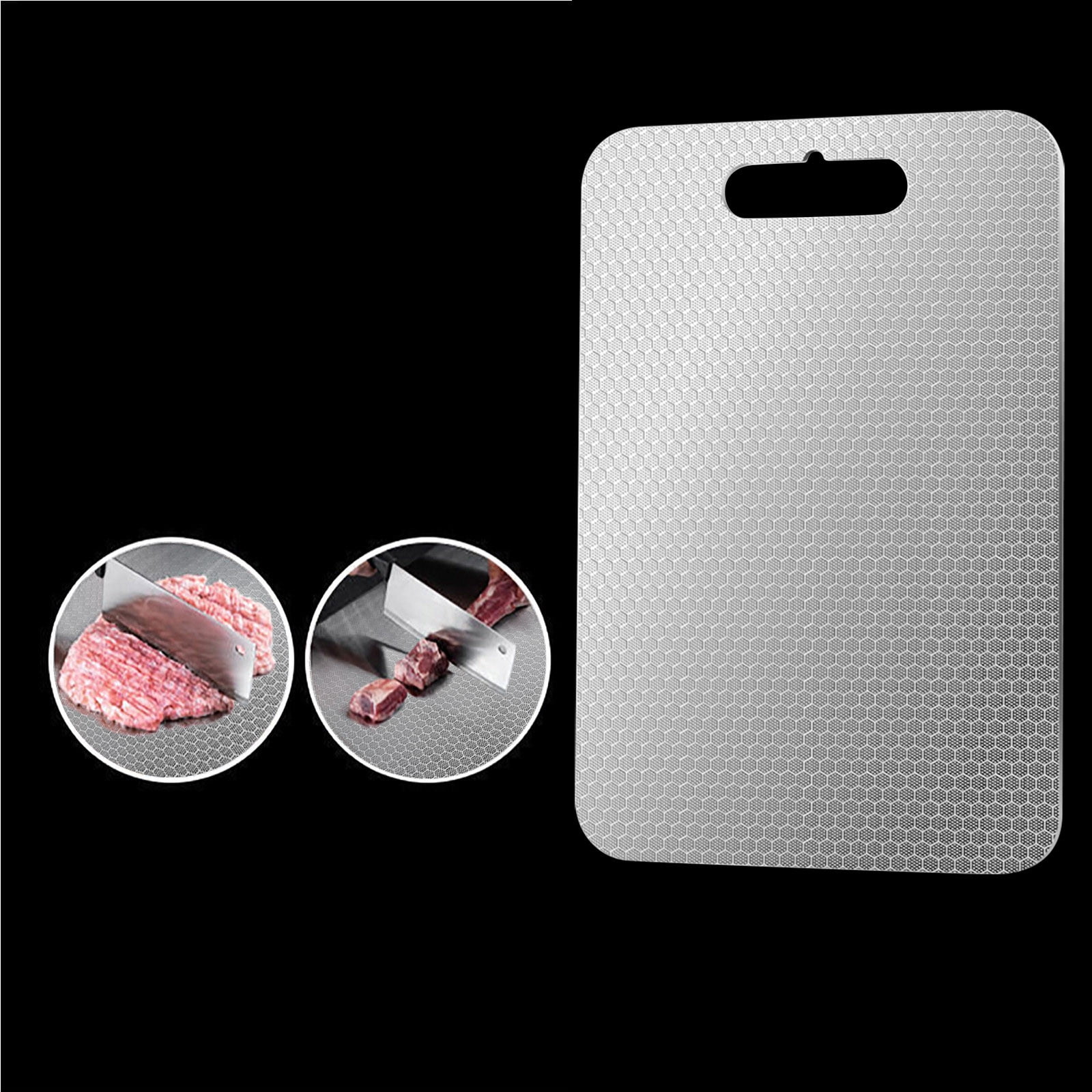 Clearance! Stainless Steel Cutting Board for Kitchen Chopping Board Double Stainless Steel 304 Chopping Board with Hanging Hole for Meat Fruit Vegetables Baby Food Dishwasher