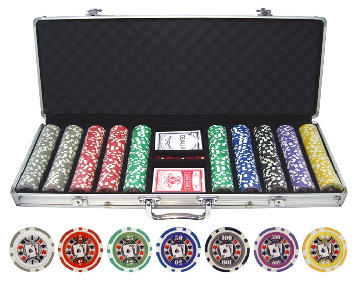 Pokerchips Tischauflage Clay Pokerset Profi Set Pokerkoffer 300/500 Chips 