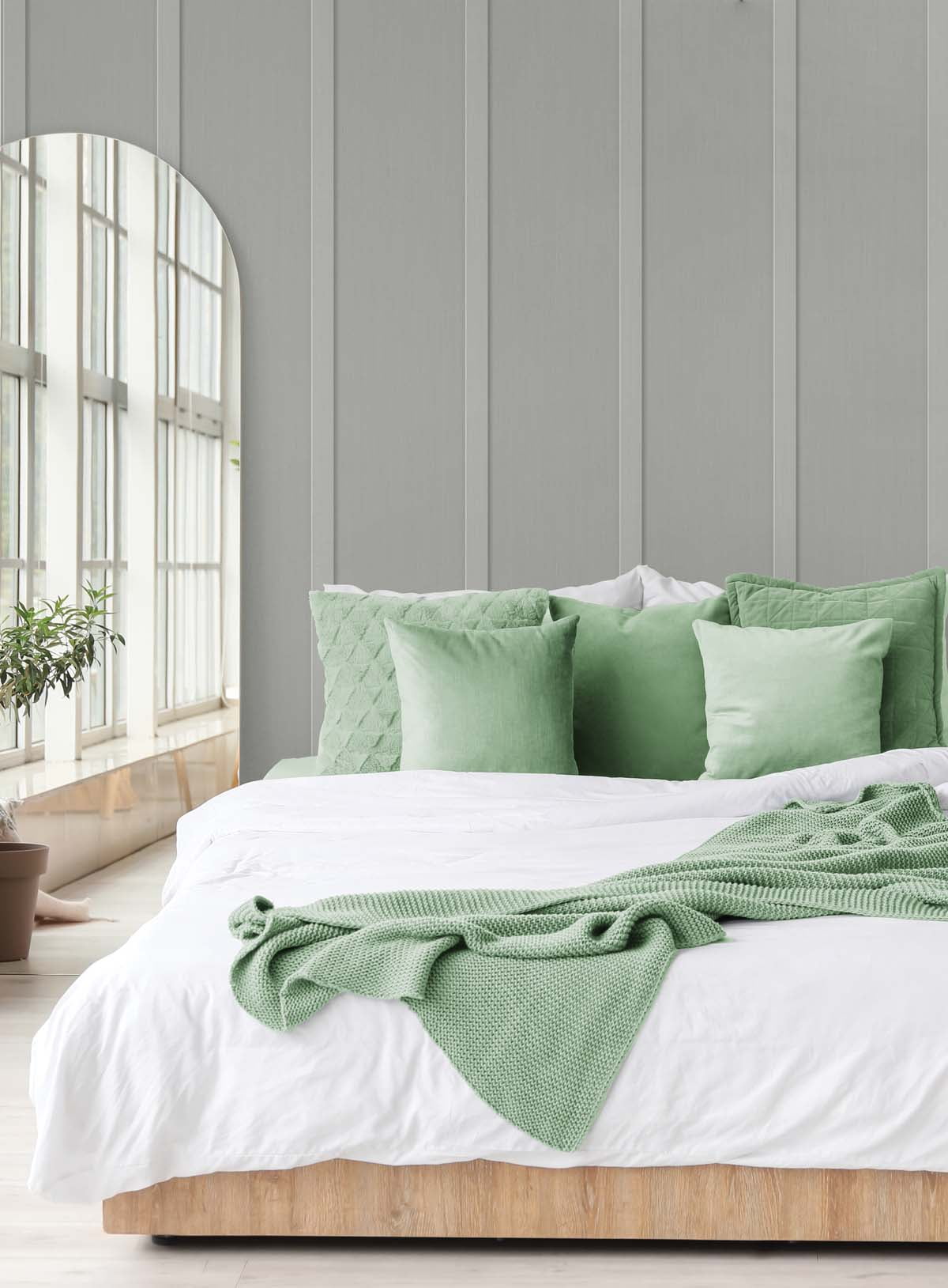 NextWall Harbor Grey Faux Board & Batten Peel and Stick Wallpaper