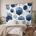 thumbnail image 3 of Navy Blue Marble Tapestry for Bedroom Wall Hanging Tapestry, Gold White Geometric Hexagon Modern Ceiling Backdrop Tapestries Poster Blanket Wall Decor for Teens Room Living Room Dorm 51" x 59", 3 of 8