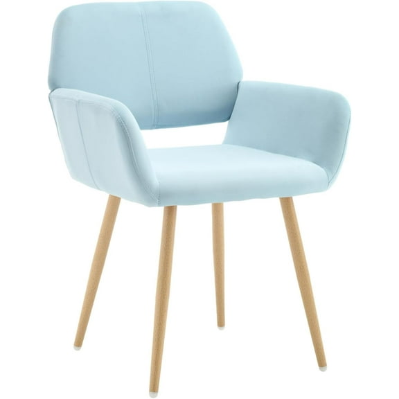 MMZP Small Modern Dining Room Arm Chairs 1 Piece, Mid-Century Upholstered Velvet Side Seat Club Guest with Metal Tube Legs for Kitchen, Living Room, Blue