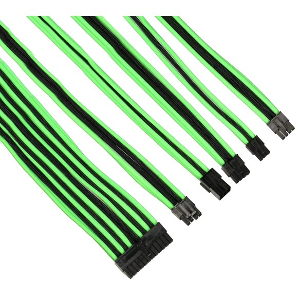 Thermaltake TtMod Sleeve Extension Power Supply Cable Kit ATX/EPS/8-pin PCI-E/6-pin PCI-E with Combs, Green/Black AC-034-CN1NAN-A1