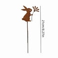thumbnail image 3 of Rusted Metal Bunny Garden Stakes for Outdoor Planters and Patio Decor, Weatherproof Iron Easter and Spring Yard Markers Set, 3 of 5