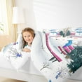 thumbnail image 4 of Manfei Kawaii Blue Snowman Queen Comforter Set for Kids, Rustic Xmas Tree Bedding Sets, Merry Christmas Reversible Bedding Comforter Set, Lightweight Room Decor, 3-Piece, 4 of 8