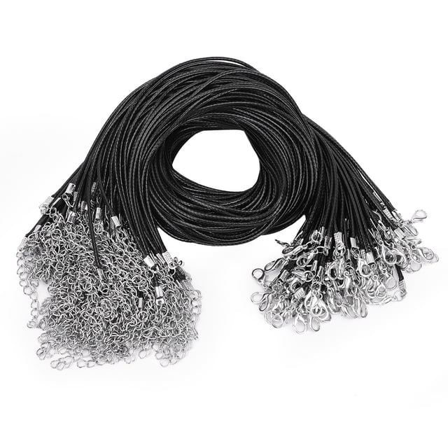 100 piezas de cierre de langosta, cuerda de cera, hilo encerado, cordón de cuero, collar, accesorio de joyería DIY
