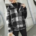 thumbnail image 2 of HAiming Fleece Coat for Women 2025 Trendy Plaid Lapel Long Sleeve Zip up Jacket Fall Winter Casual Warm Outerwear, 2 of 3